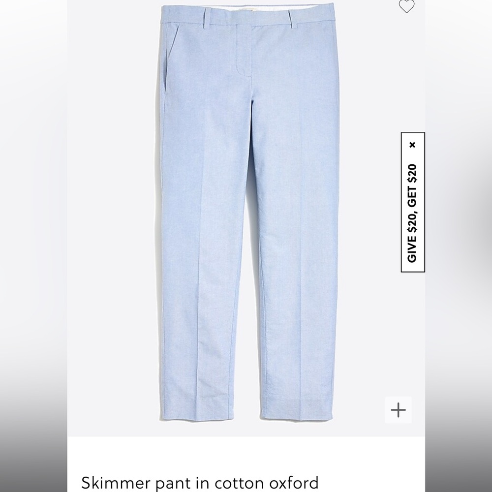 J. Crew Skimmer Pant in Cotton Oxford